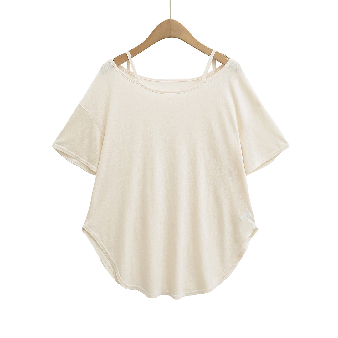 Damer afslappet oversized T-shirt med rygfri design og innovativ skæring Stilla