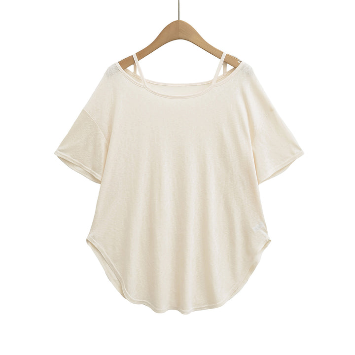 Damer afslappet oversized T-shirt med rygfri design og innovativ skæring Stilla