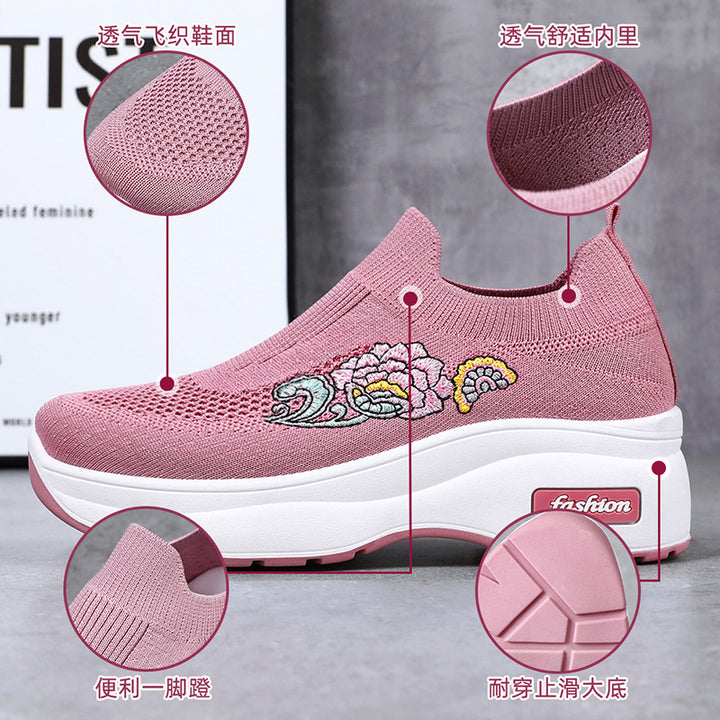 Dame Komfortable Sneakers med elastisk overdel og moderigtig broderi Stilla