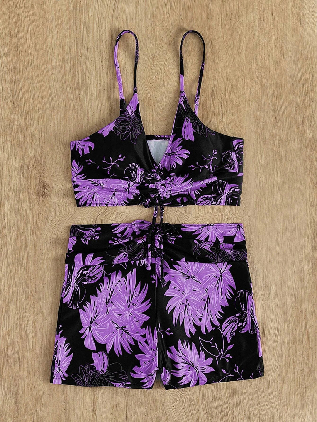 Dame Sporty Bandeau bikini sæt med justerbare stropper og flæsedesign Stilla