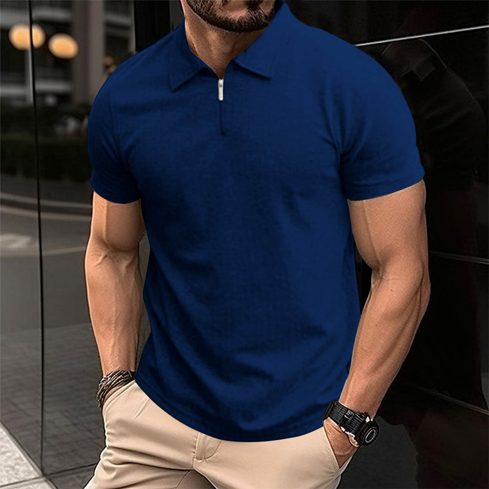 Herrer Poloshirt med moderne lynlås og struktureret stof Stilla