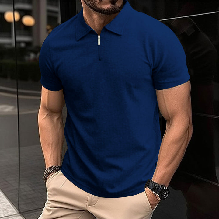 Herrer Poloshirt med moderne lynlås og struktureret stof Stilla