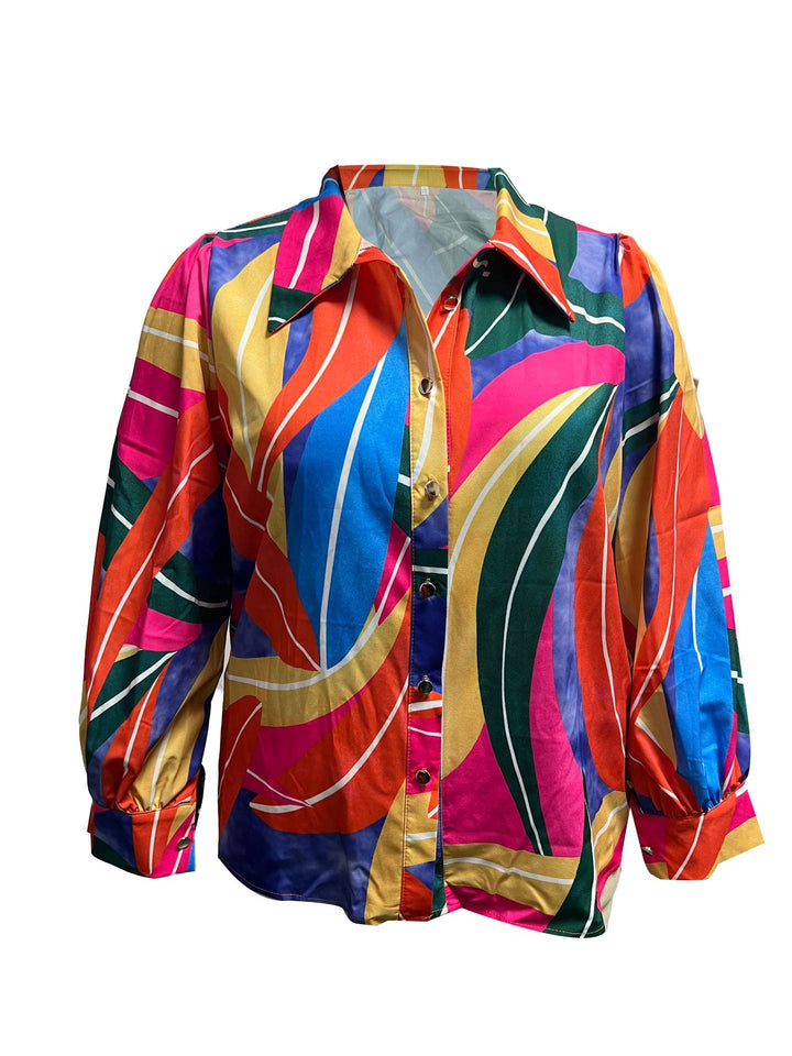 Damebluse med dynamisk farvegradient og moderne puffærmer Stilla