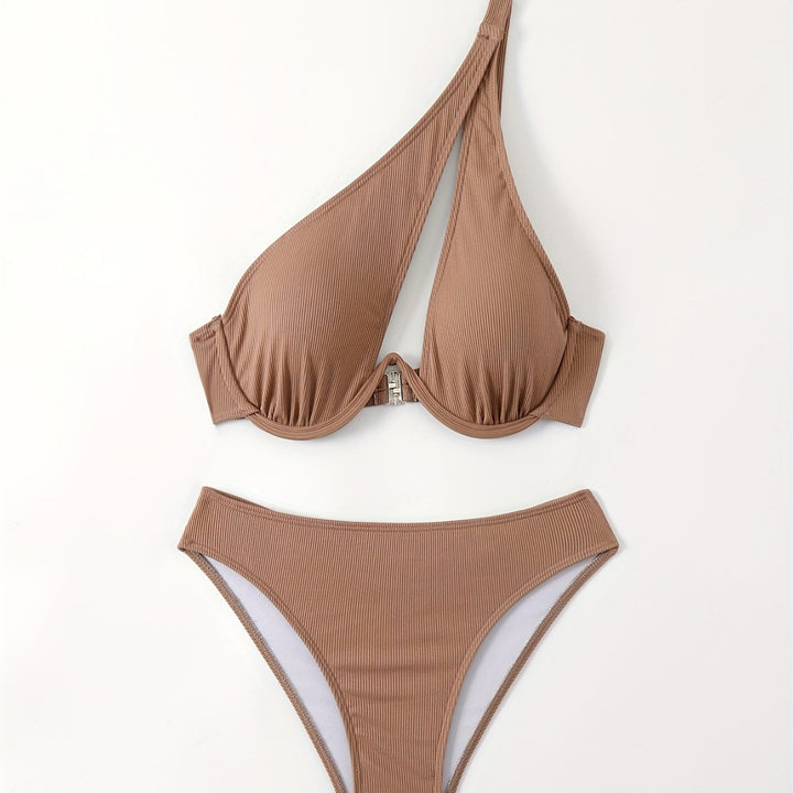 Dame Bikini-sæt med asymmetrisk stropdesign og støttende push-up top Skovae