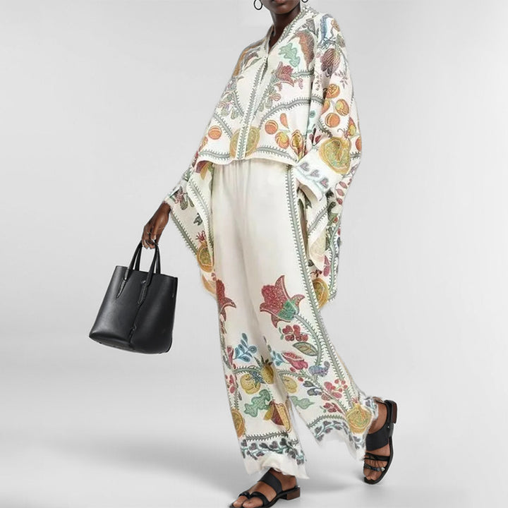Kvindernes blomster-kaftan top med knapdetalje Stilla
