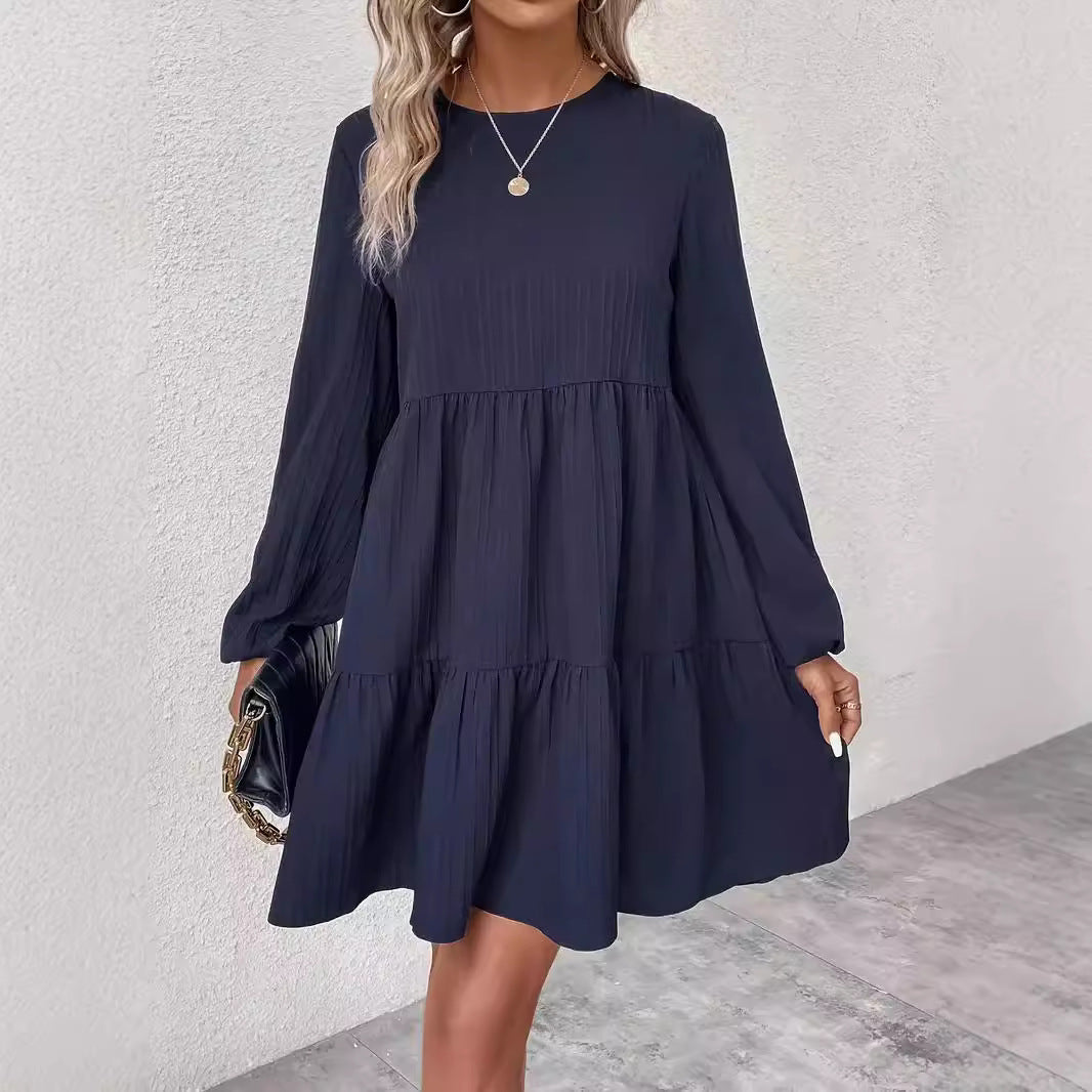 Dame trendy midi-kjole med plissering og flydende snit Stilla