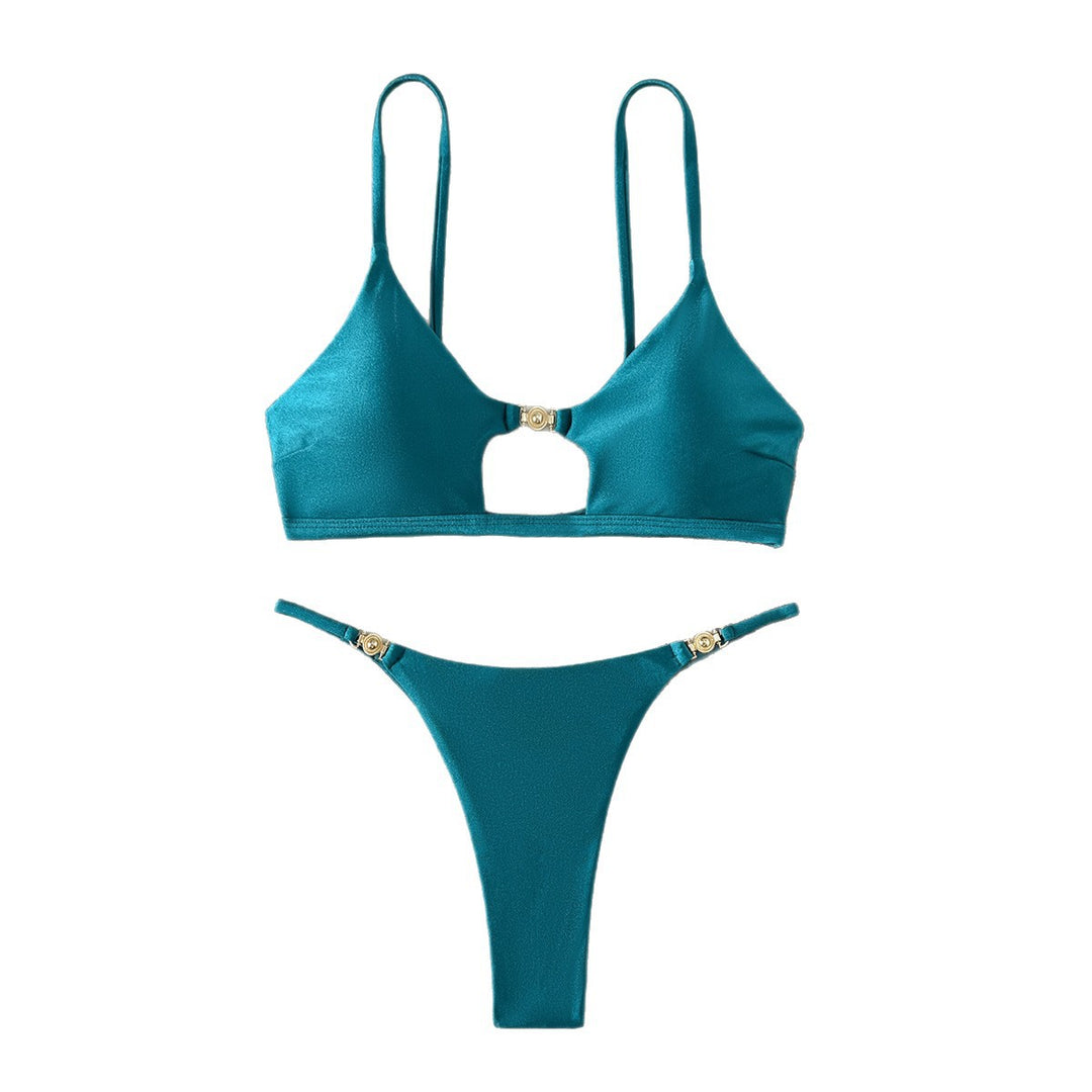Dame bikini med moderigtigt cut-out og gyldne accenter Skovae