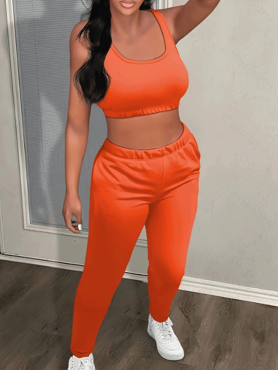 Dame Sport Crop Top og Jogger Sæt Stilla