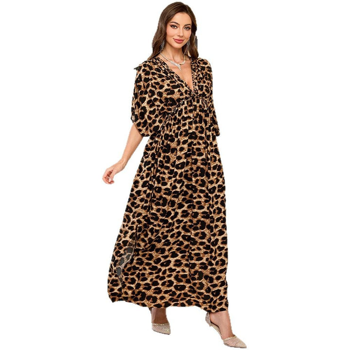 Damer Elegant Maxikjole med eksotisk leopardmønster Stilla