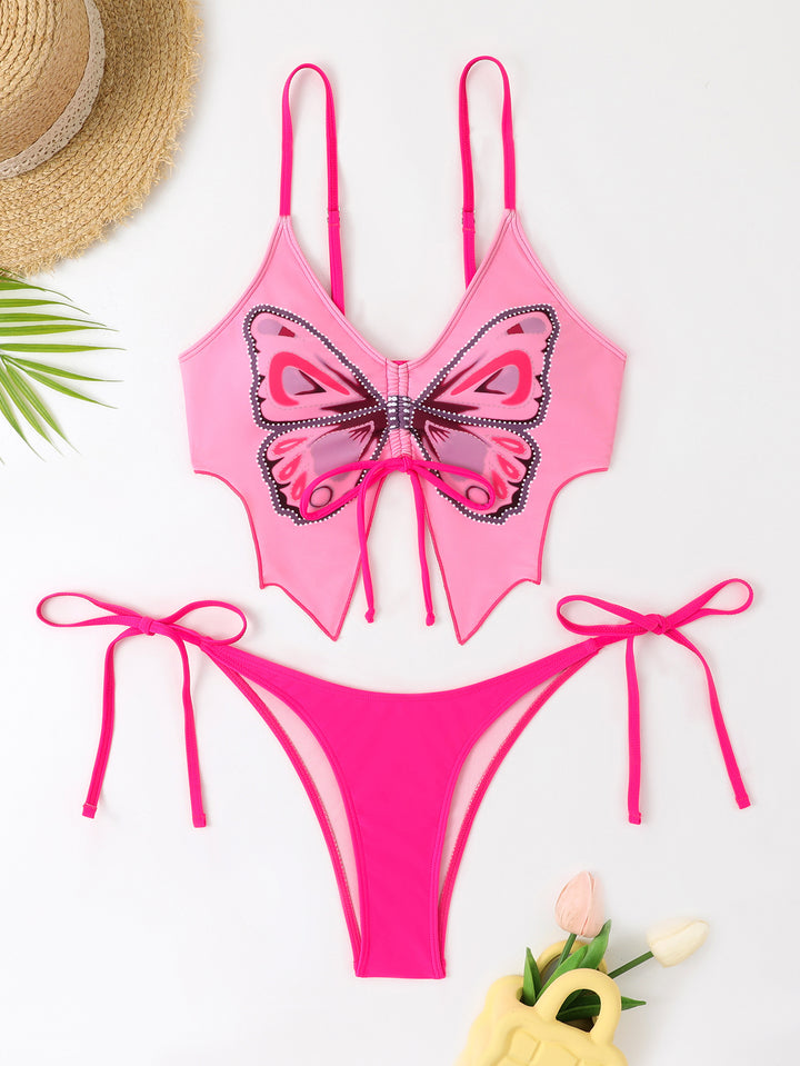 Dame Farverig Bikini-Sæt med Sommerfugl Design Skovae