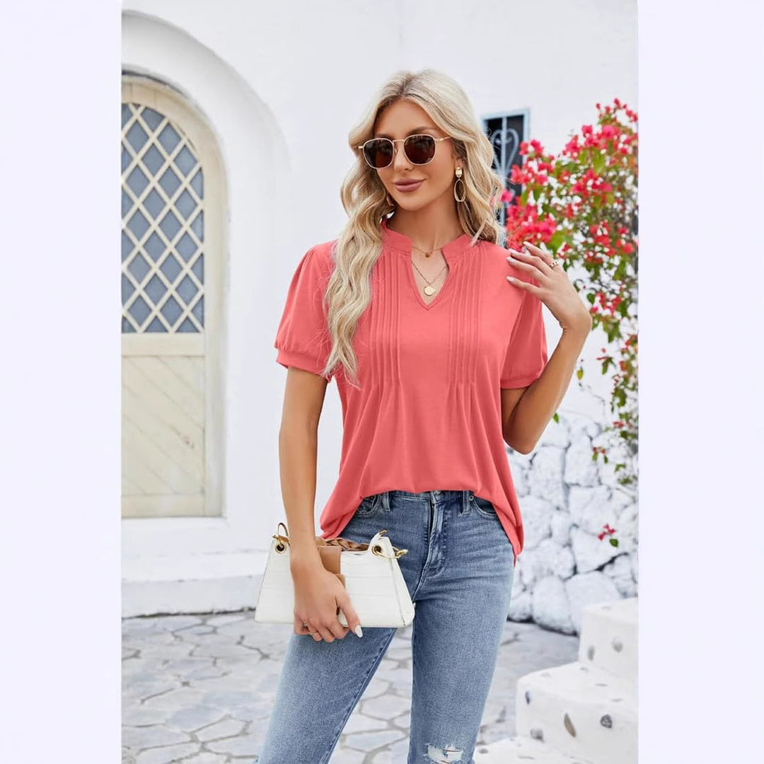 Dame stilfuld plisseret top Stilla