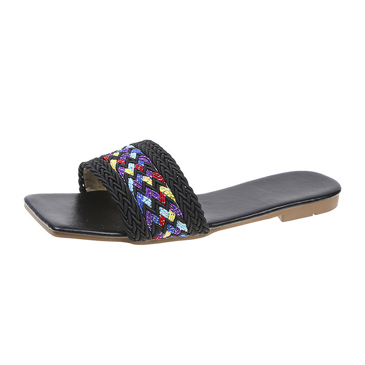 Dam flade sandaler med stilfuld flettet design og behagelig sål Stilla