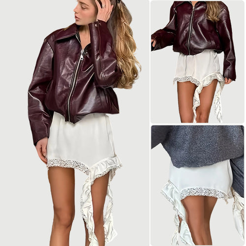Kvinders chiffon shorts med elegant blonde trim og flydende design Skovae