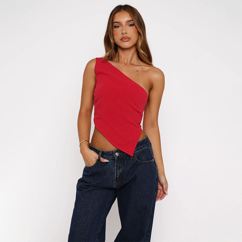 Dame asymmetrisk draperet top Stilla