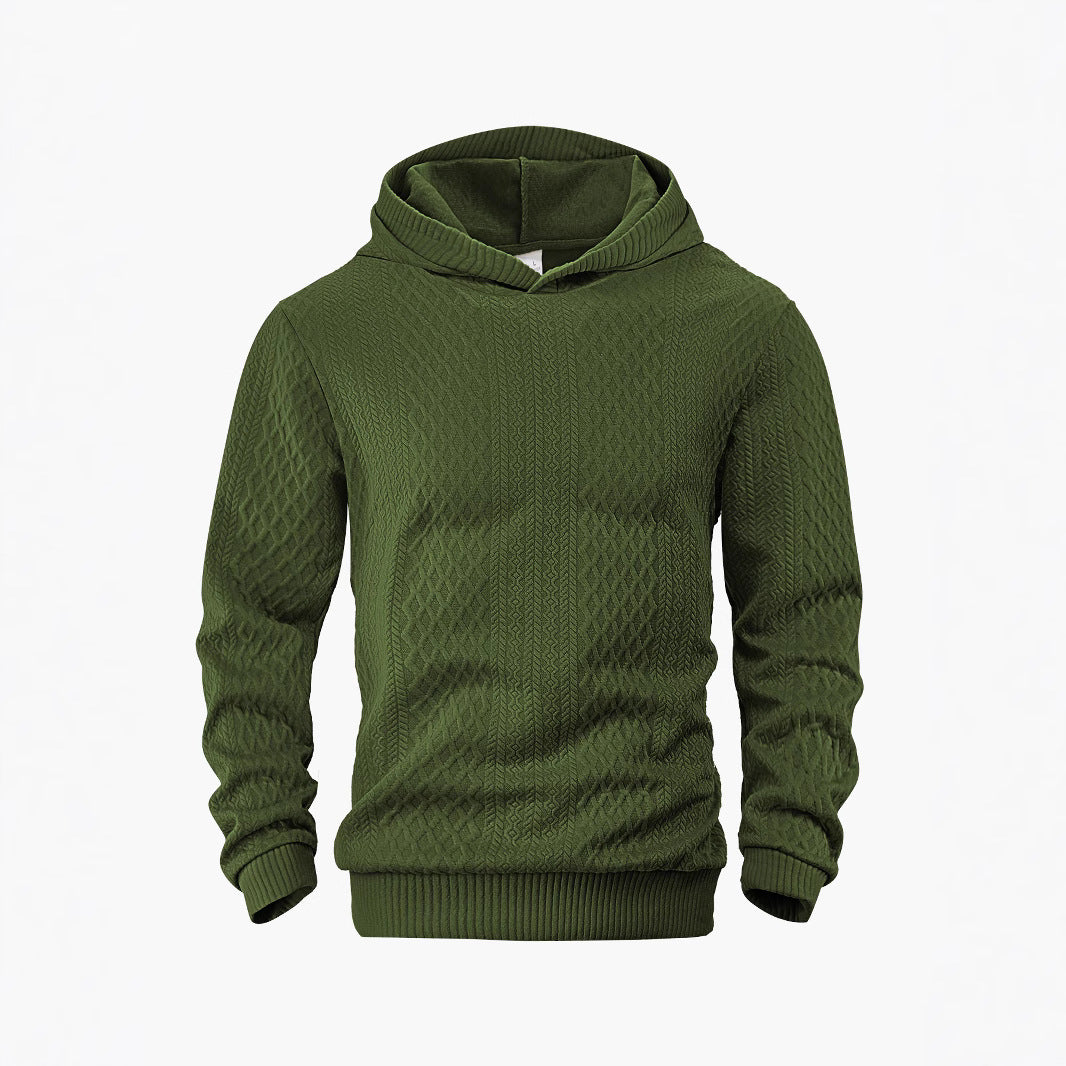 Herre nan struktureret slangenkrave-sweater med hætte og vaffelmønster Jacquard Skovae