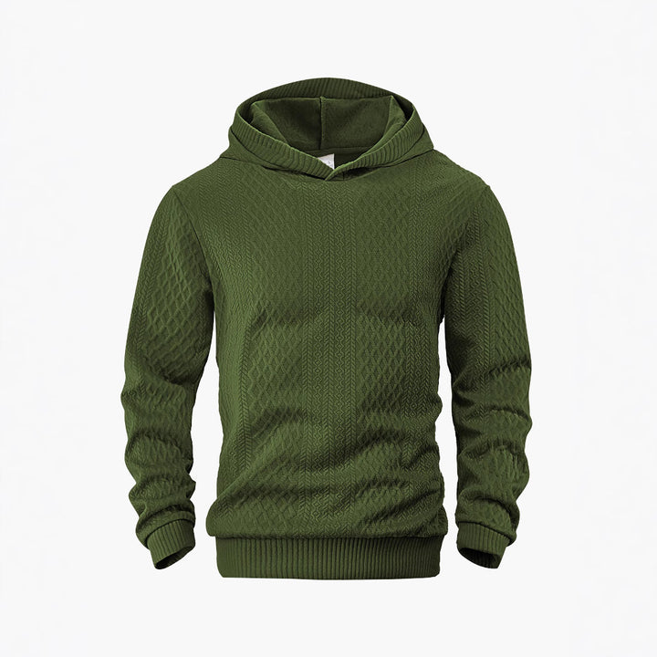 Herre nan struktureret slangenkrave-sweater med hætte og vaffelmønster Jacquard Skovae