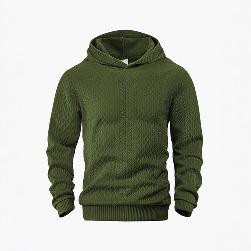 Herre nan struktureret slangenkrave-sweater med hætte og vaffelmønster Jacquard Skovae