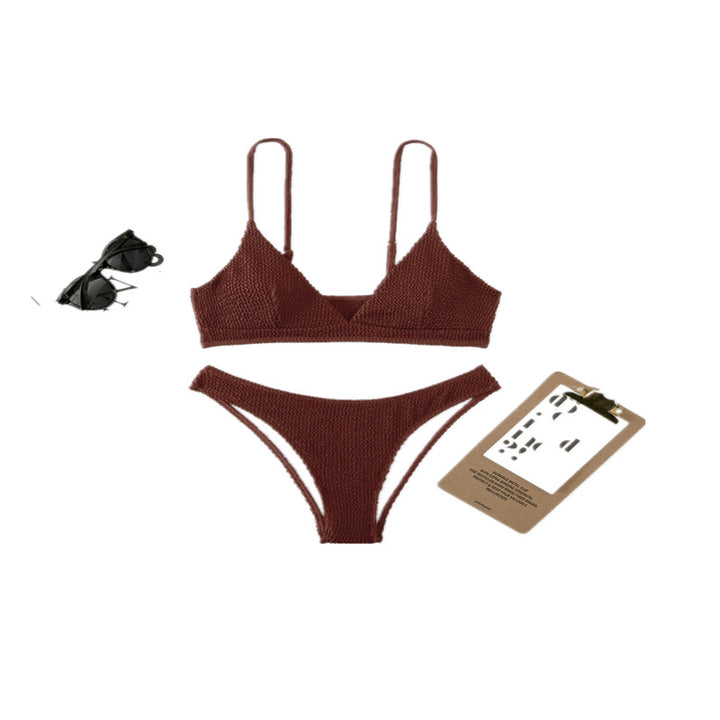 Dame trendy bikinisæt med raffineret vaffelmønster og justerbare stropper Stilla