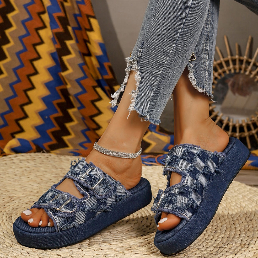 Dame Trendy Denim Platform Sko Stilla