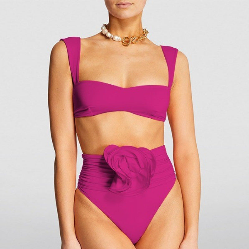 Dame Højskåret Bikini med fint Rynkedetail Skovae