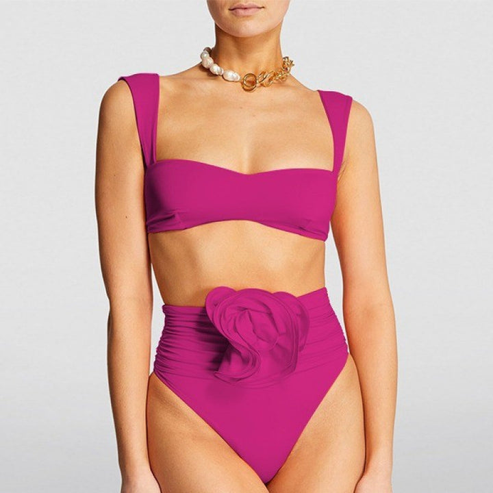 Dame Højskåret Bikini med fint Rynkedetail Skovae