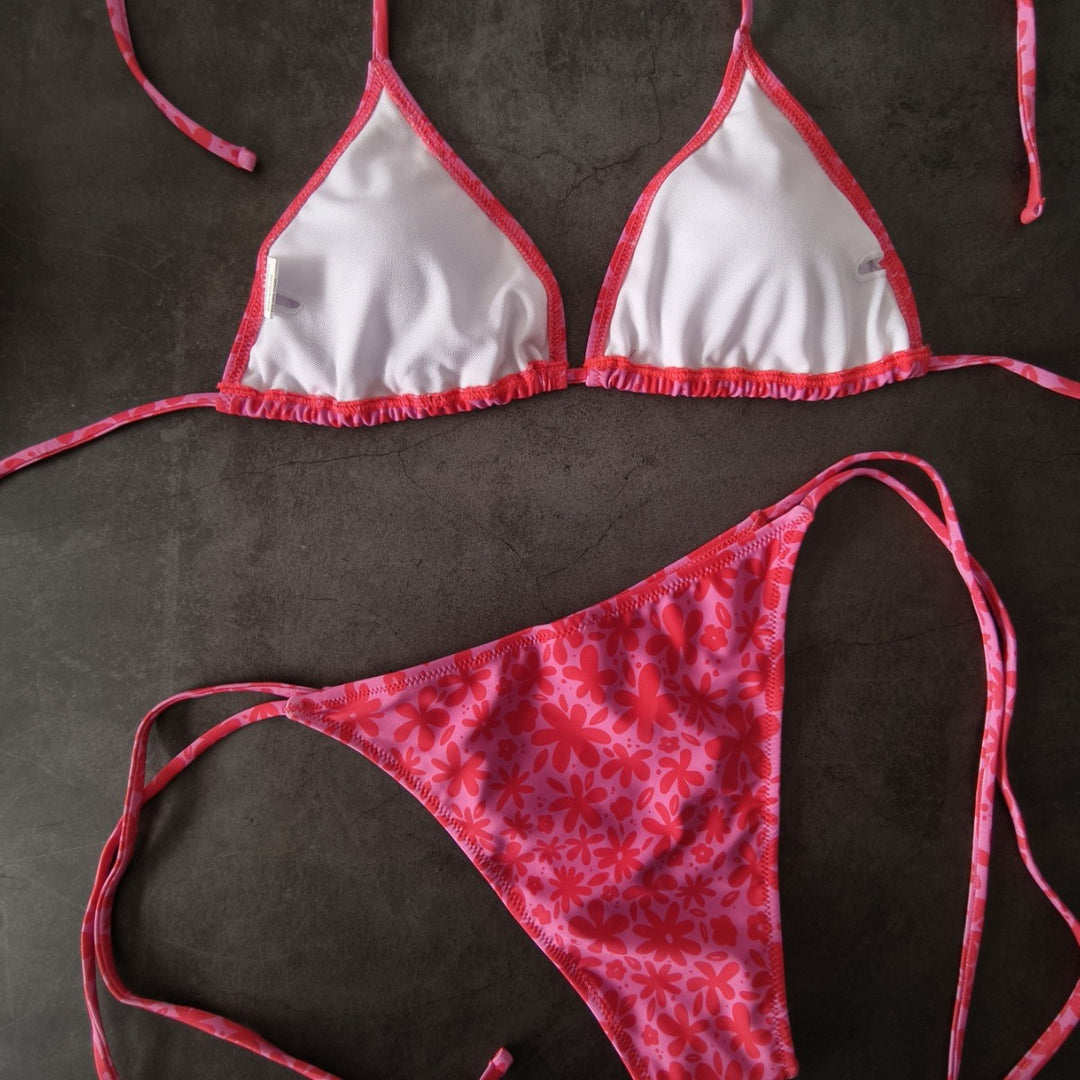 Dame Triangel-Bikini med blomsterdesign Skovae