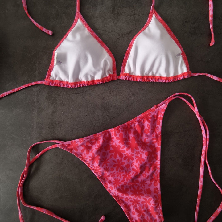 Dame Triangel-Bikini med blomsterdesign Skovae