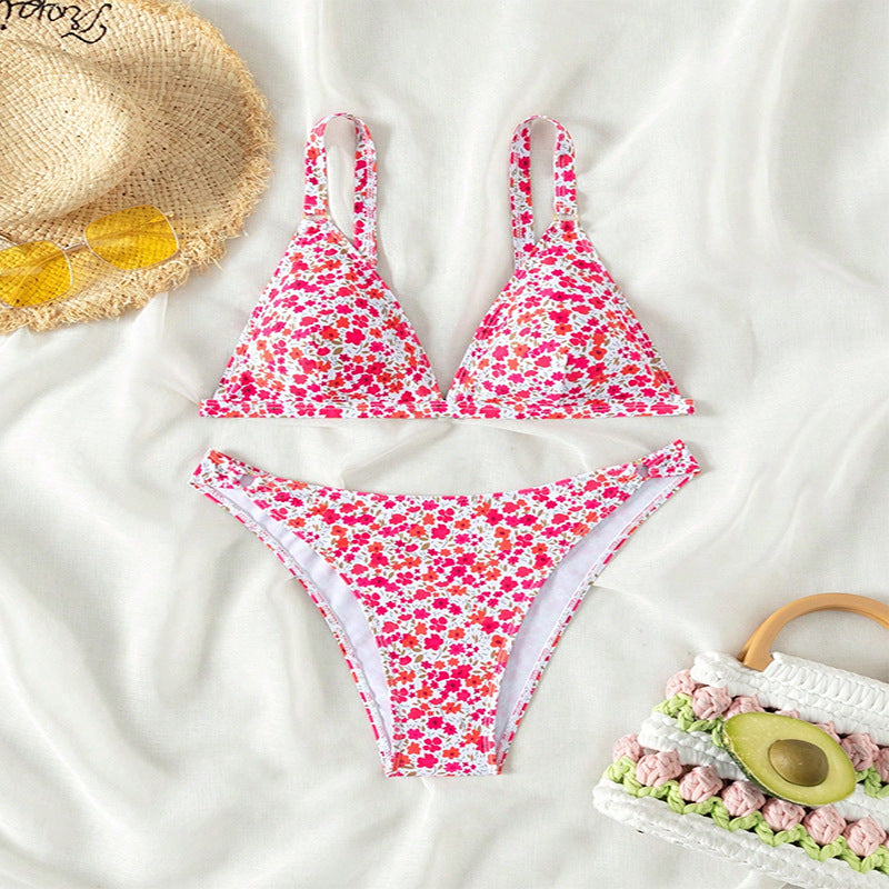 Dame triangelbikini med romantisk blomsterprint Skovae