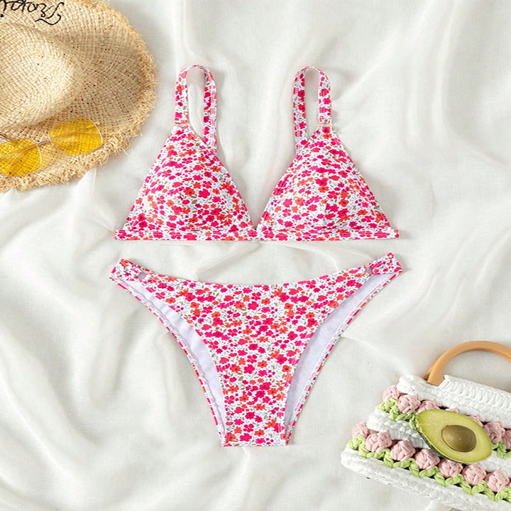 Dame triangelbikini med romantisk blomsterprint Skovae