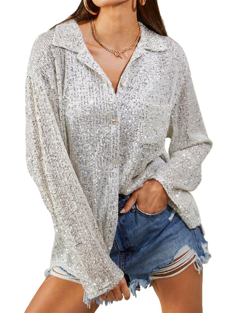 Damer Glitrende Oversize-Bluse med afslappet snit Stilla