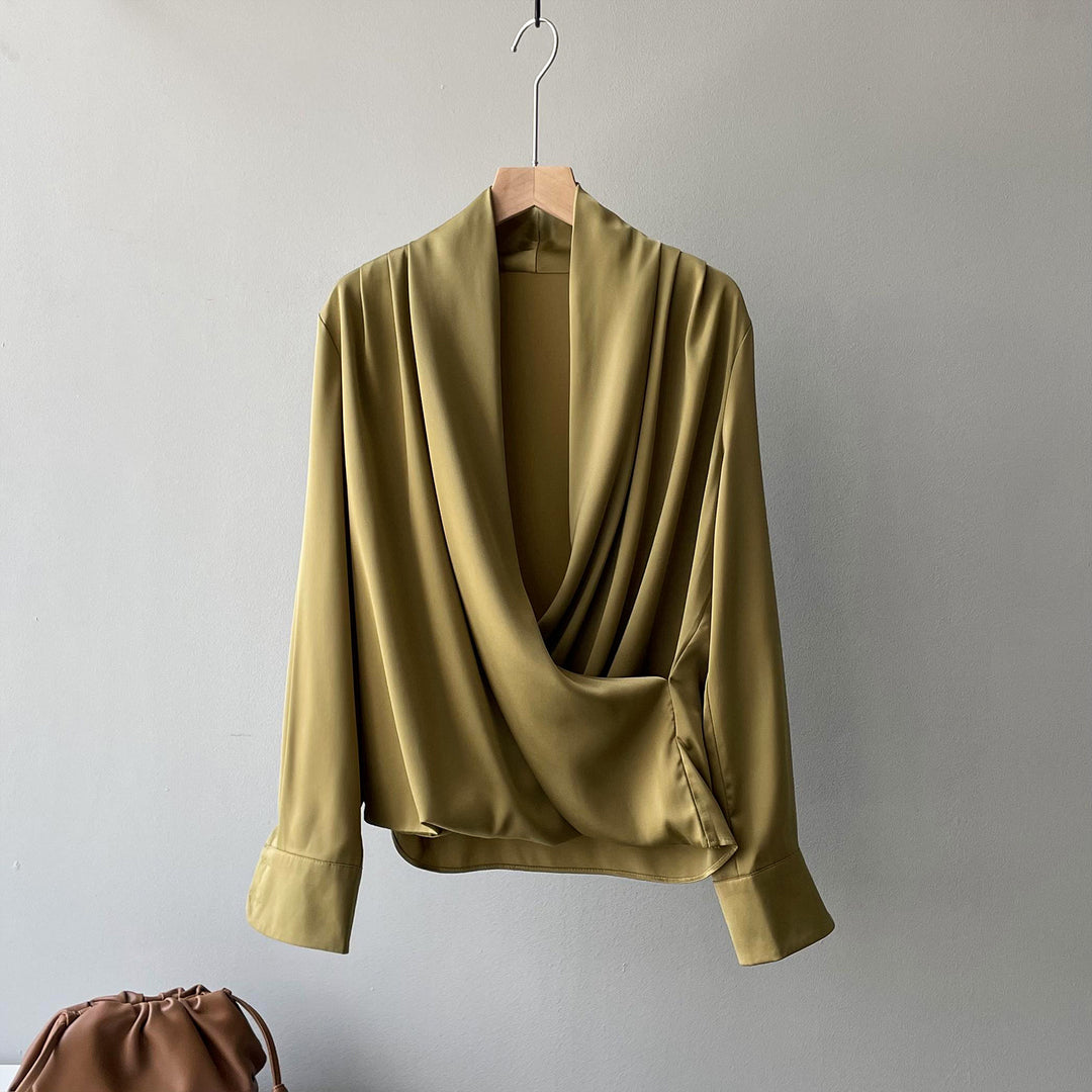 Dame elegant Wrap-overdel med dyb udskæring og flydende snit Stilla