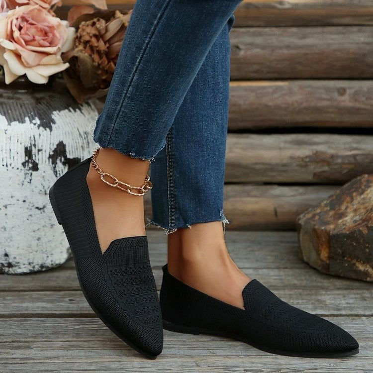 Dame mode slippers med åndbar strik-overflade Stilla