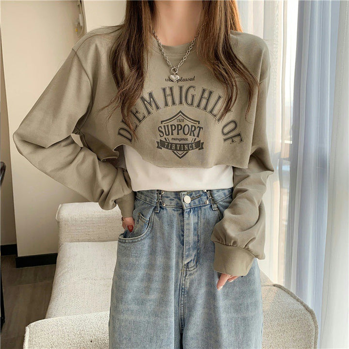 Femme Cropped Langærmet Grafik Sweatshirt Stilla