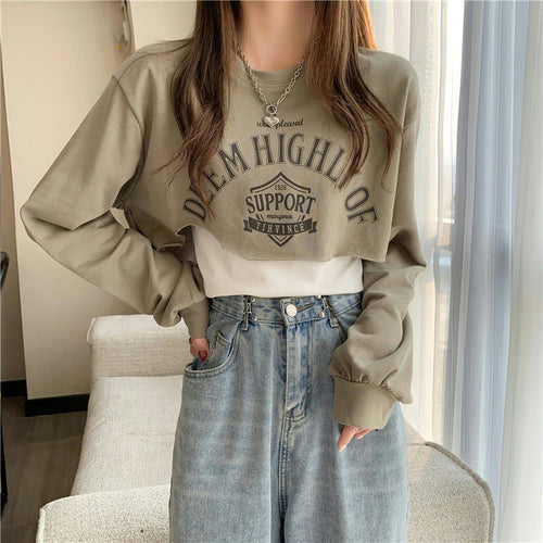 Femme Cropped Langærmet Grafik Sweatshirt Stilla