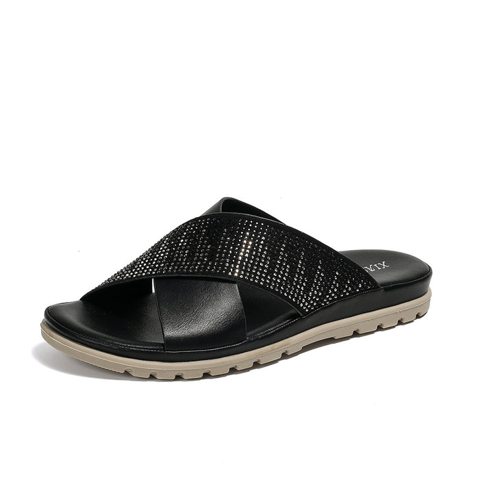 Dame elegante pantofler med mode strass dekorationer Stilla
