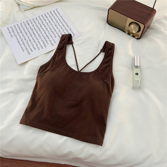 Femme Stilfuld Korte Tanktop med Komplekst Stropdesign Stilla