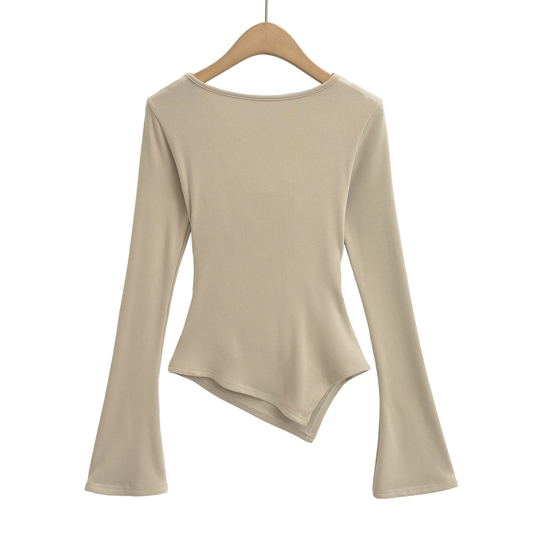 Dame asymmetrisk top med elegant indpakningsdesign og ekstravagante draperingseffekter Stilla