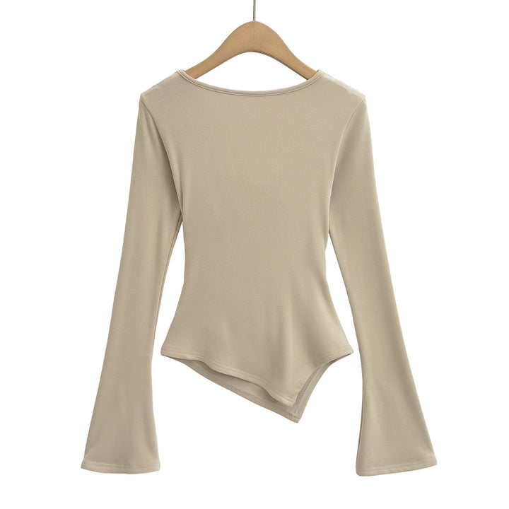 Dame asymmetrisk top med elegant indpakningsdesign og ekstravagante draperingseffekter Stilla