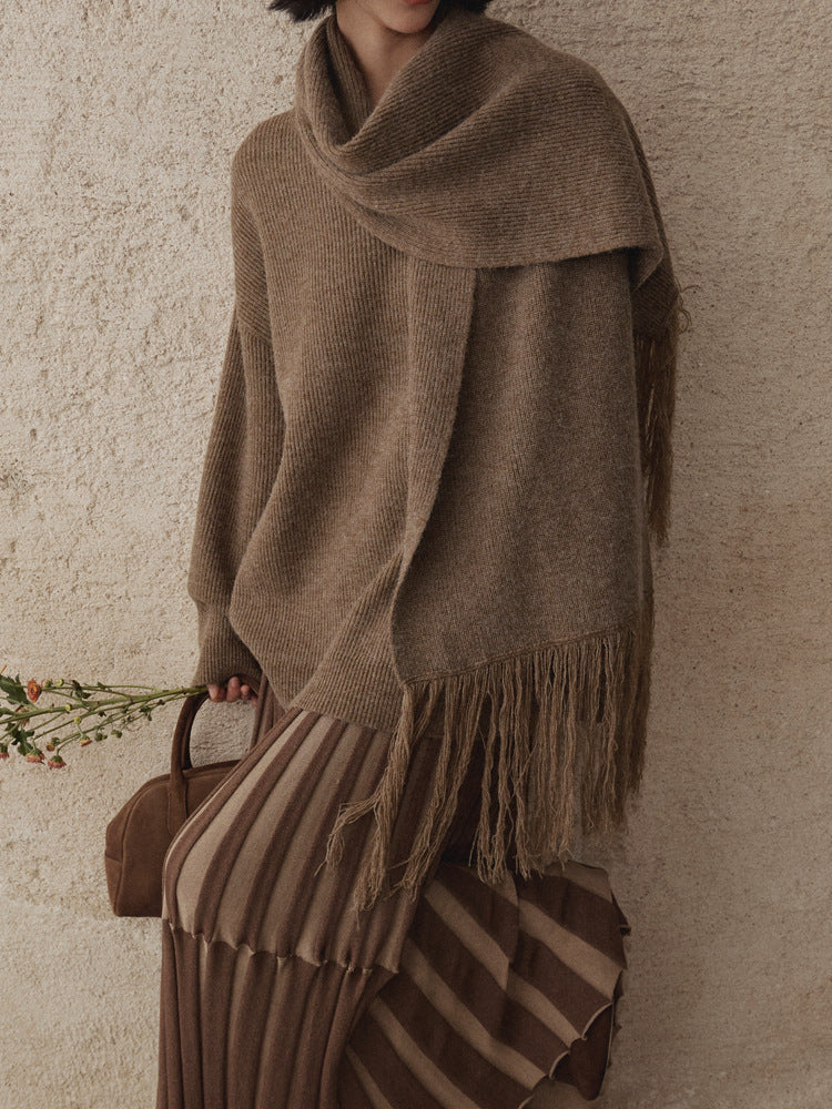 Dame hyggelig oversized pullover med høj krave og behagelig struktur Stilla