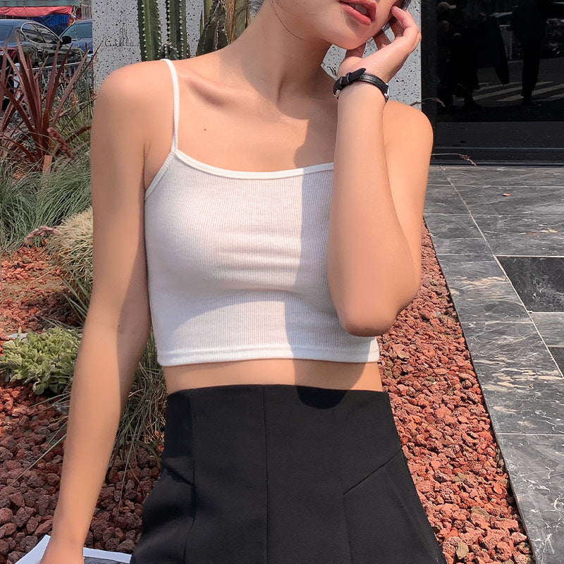 Dame Crop-Top i elastisk ribmateriale med fint struktureret overflade Stilla