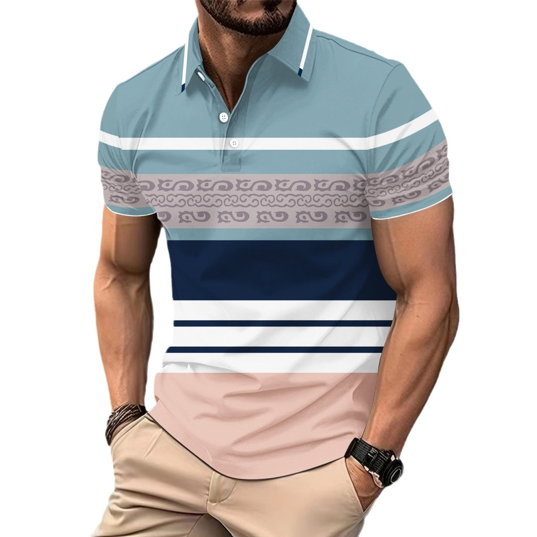 Herrer polo shirt med moderne stribemønster og åndbare egenskaber Stilla