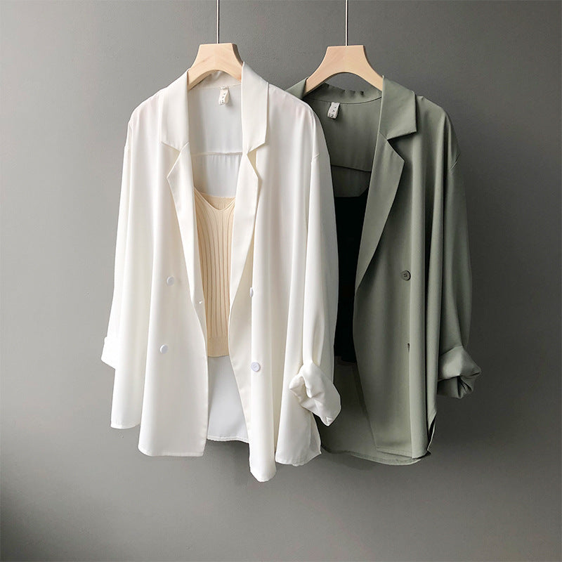 Dame elegant oversized blazer med dobbelt knaplukning og afslappet skæring Stilla
