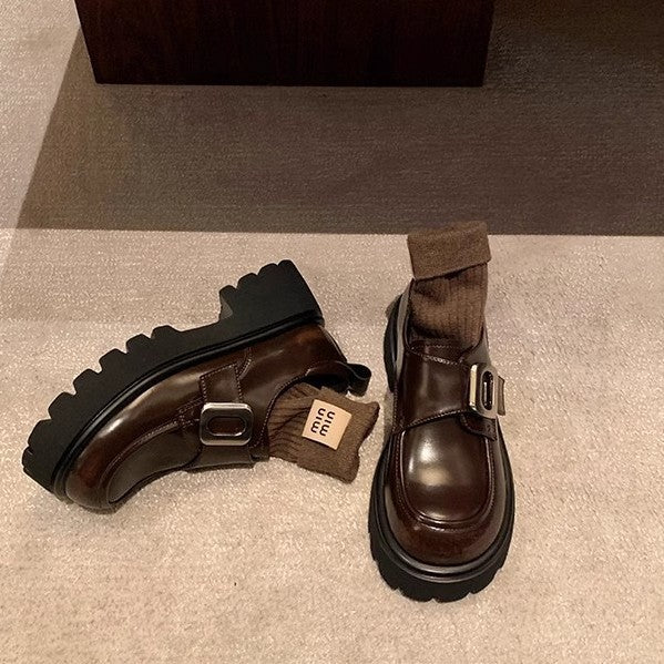 Dame Chunky Loafer Sko med Spænde Stilla