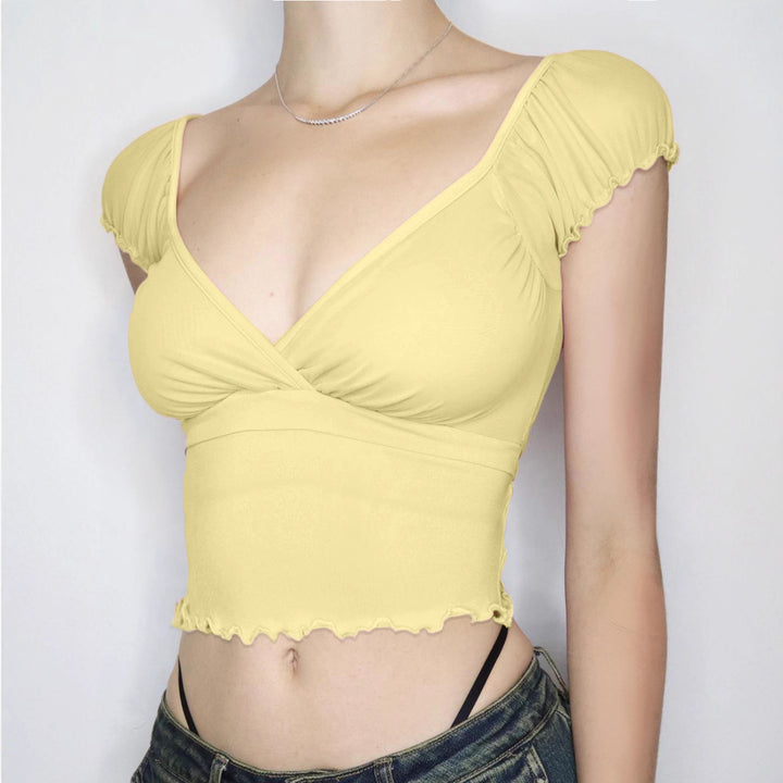Dame luftig top med ruffles detaljer Skovae