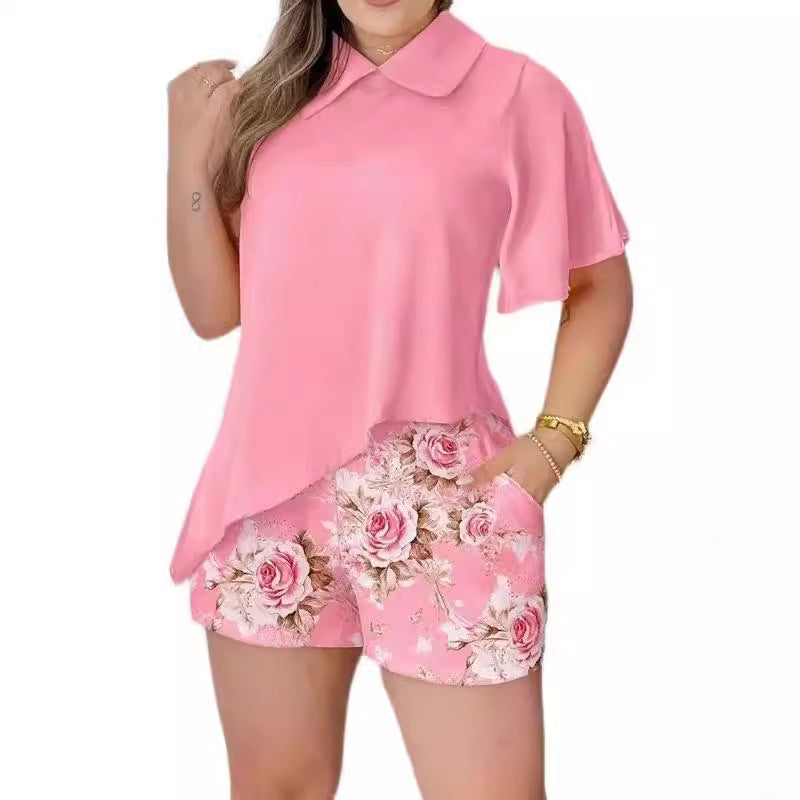 Dame Elegant og stilfuldt fritids-sæt med overdel og shorts Stilla