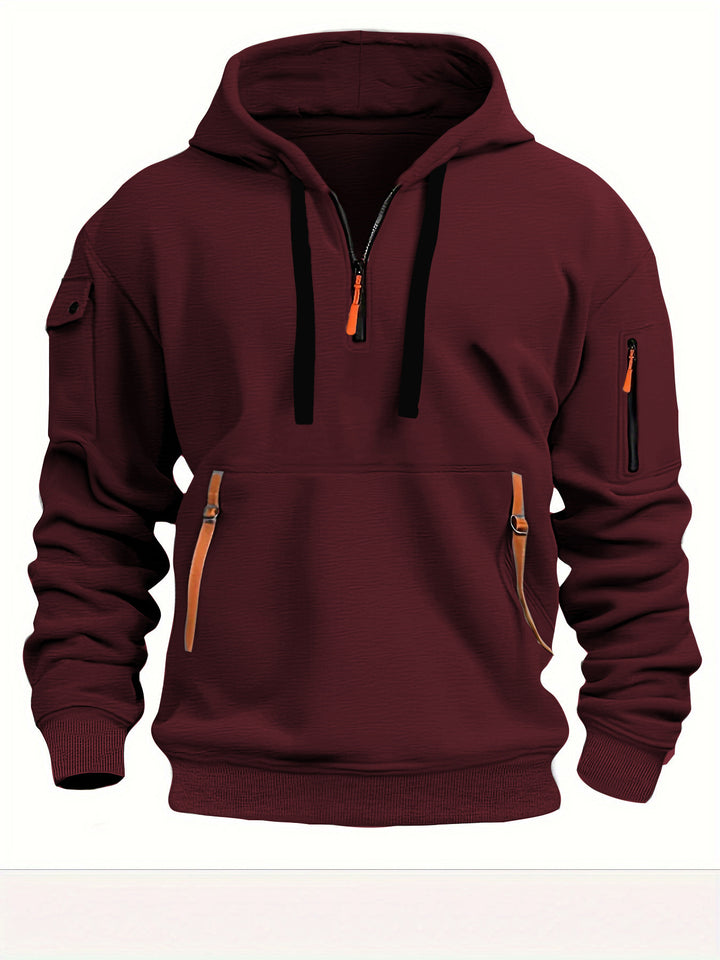 Kvindernes hætte sweatshirt med funktionelle lommer og moderne høj krave Skovae