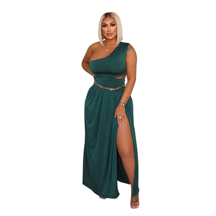 Dame Maxikjole med asymmetrisk One-Shoulder-design og elegant split Stilla