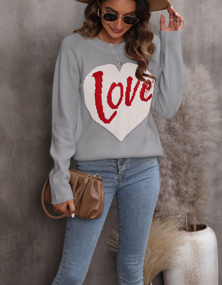 Kvinders strikkede sweater med hjerte-design Stilla