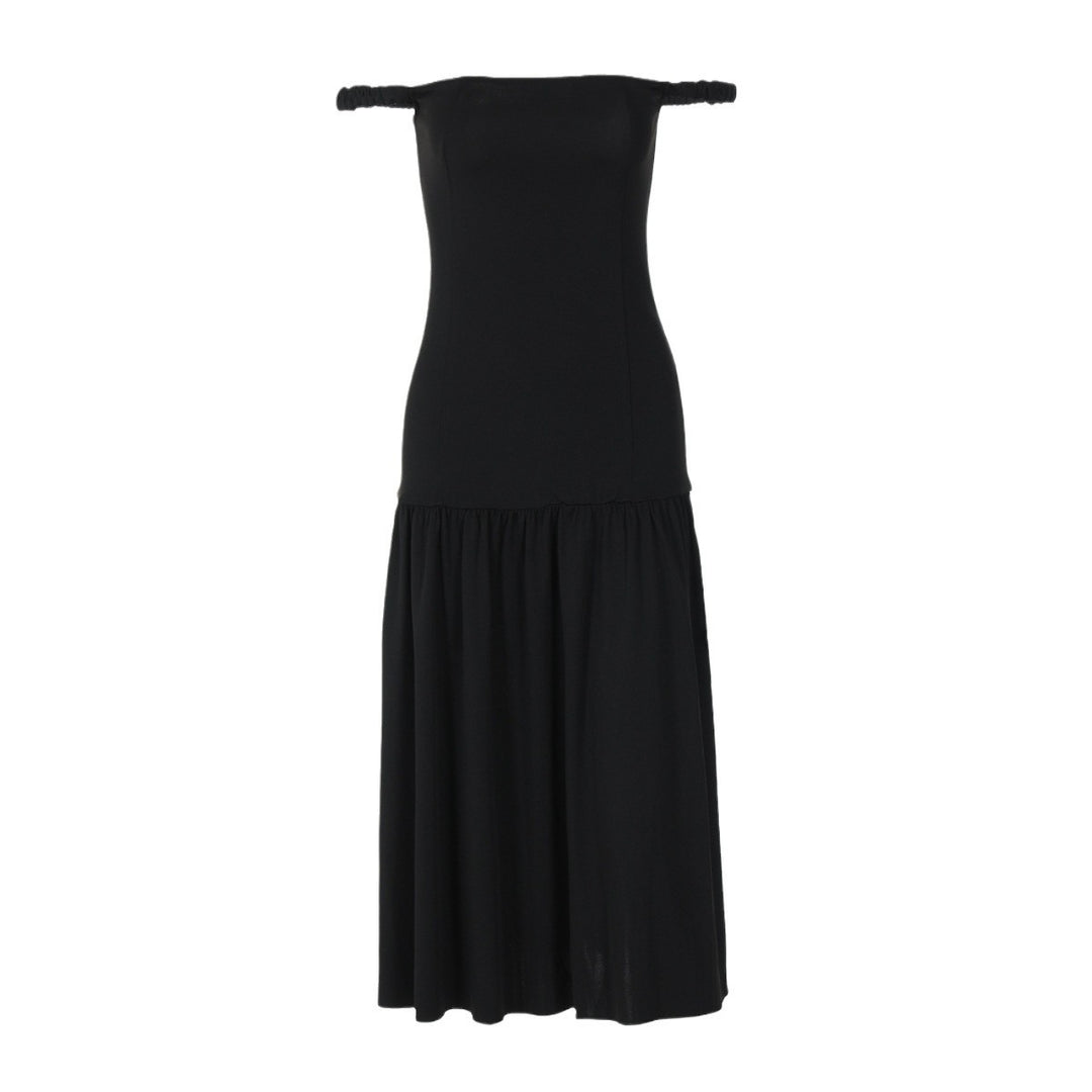 Damer Elegant Off-Shoulder Kjole med flydende Skørt og Volantdetaljer Stilla