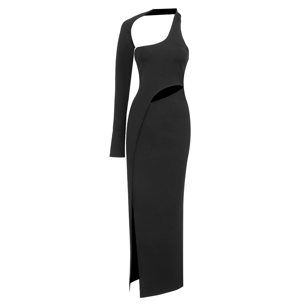 Dame Cut-Out Maxikjole med asymmetrisk design og en ærme Stilla